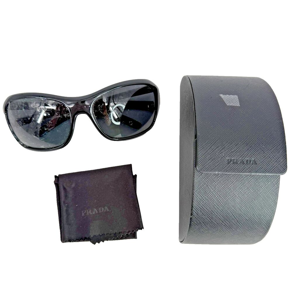 Prada Black Eyeglass Frames Sunglass SPR15L With Hard Case & Cleaning Cloth